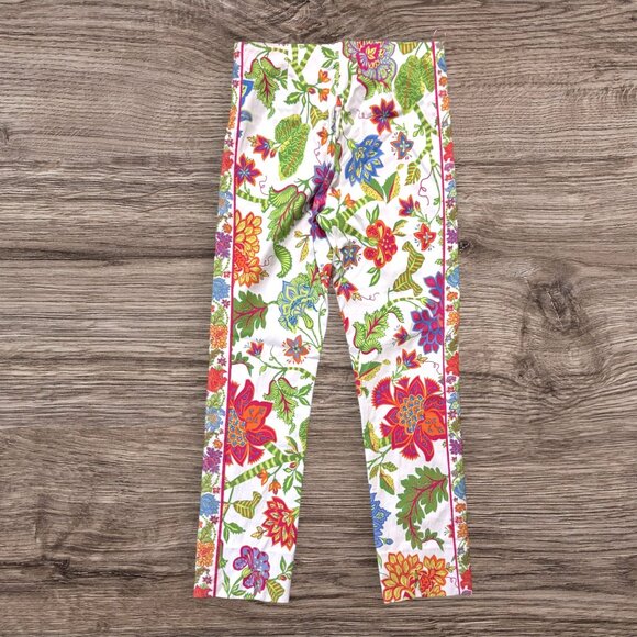 Gretchen Scott Floral Slim Ankle Pants White Multicolor Pull On Womens M - Picture 2 of 3